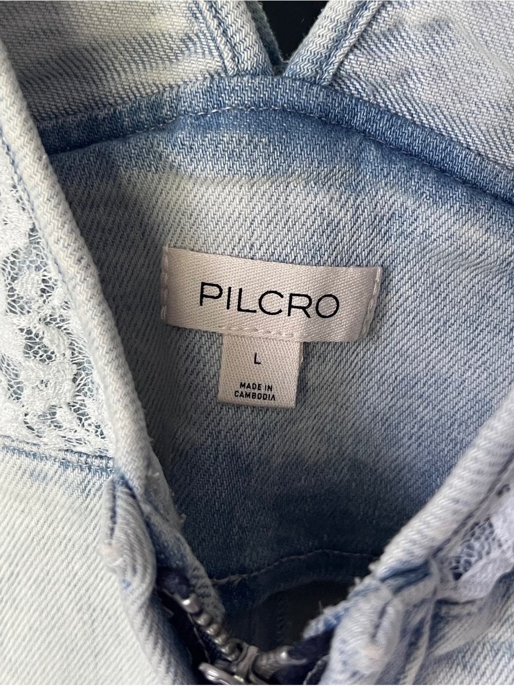 NWT Anthropologie Pilcro Lace Denim Wide-Leg Jumpsuit L - Picture 2 of 5